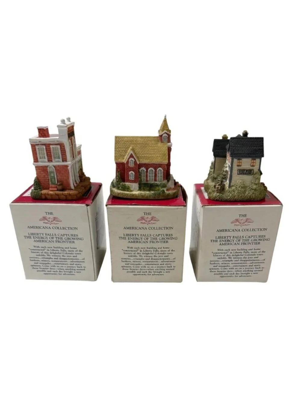 Lot of 3 Liberty Falls Village The Americana Collection 1990's Boxed Vintage